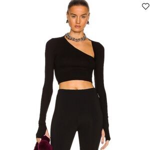 ALIX NYC  Stratton Crop Top Long Sleeve Black Revolve Soft Luxury Ribbed Knjt